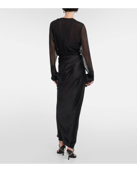 Christopher Esber Black Drifted Silk Maxi Skirt