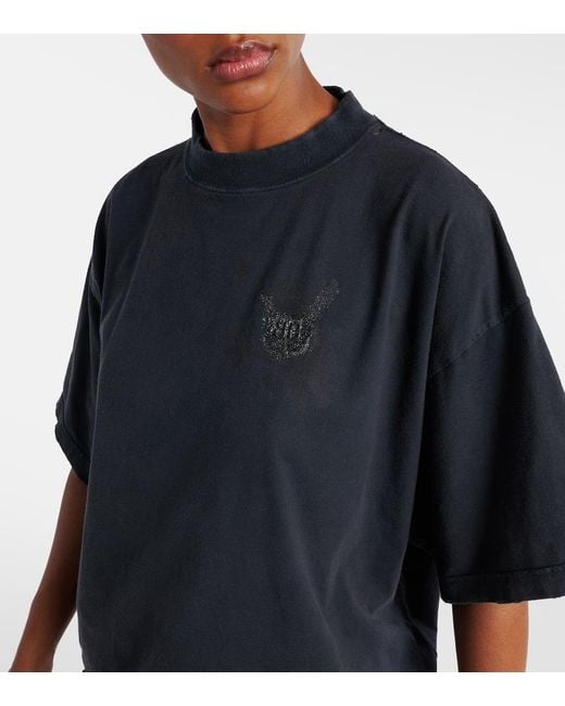 Balenciaga Blue Nail Polish Cropped T-Shirt