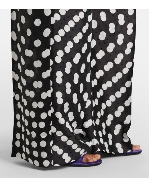 Dries Van Noten White Polka-Dot Silk Wide-Leg Pants