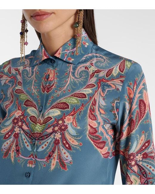 Etro Blue Paisley Silk Shirt