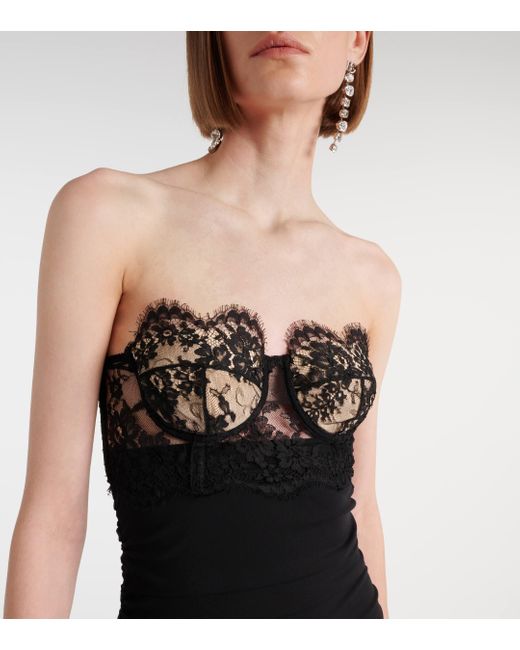 Dolce & Gabbana Black Lace-trimmed Bustier Gown