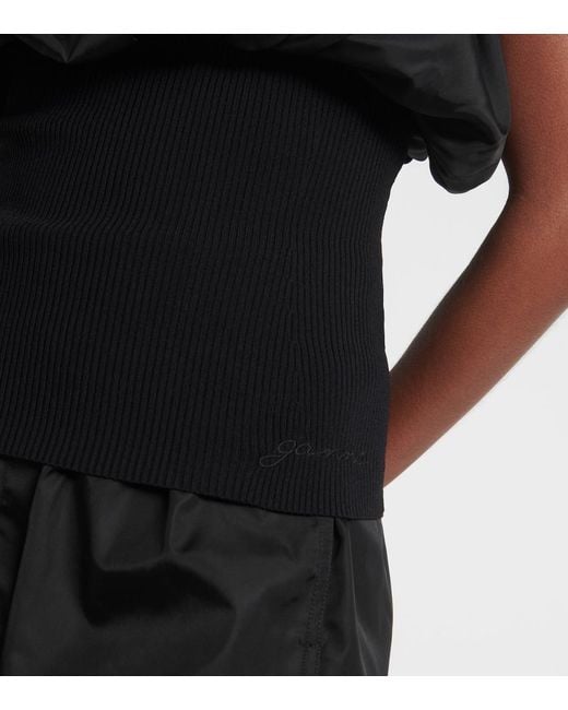 Ganni Black Draped Top