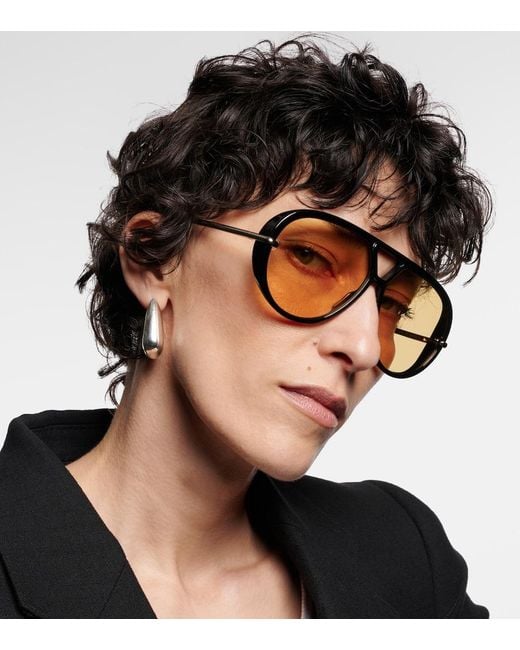 Bottega Veneta Brown Classic Aviator Sunglasses
