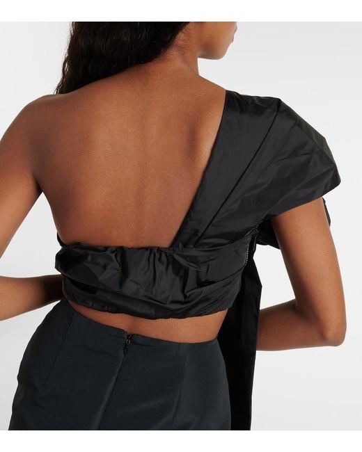 Simone Rocha Black Floral-Applique Draped Crop Top