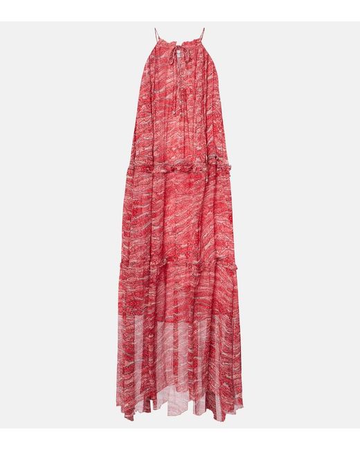 Isabel Marant Red Alita Chiffon Midi Dress