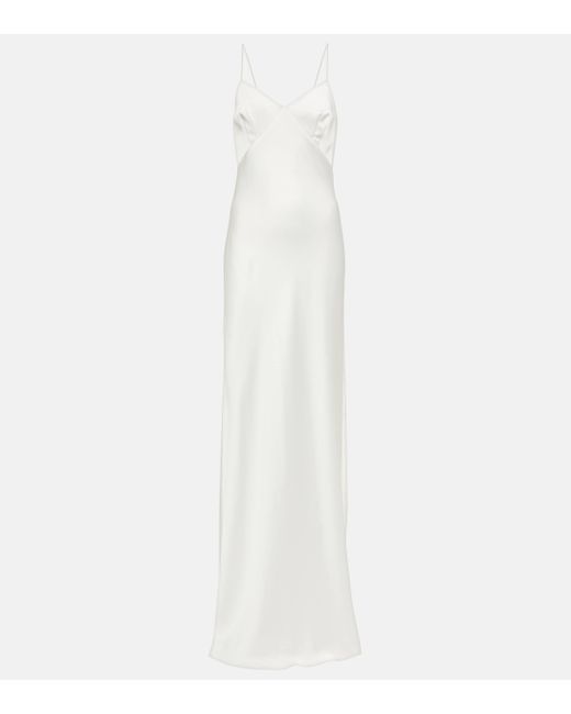 Max Mara White Bridal Selce Satin Slip Dress