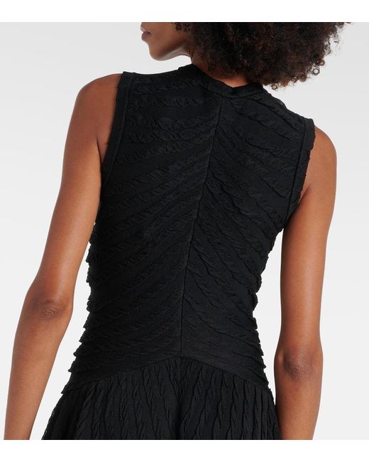 Alaïa Black Gathered Midi Dress