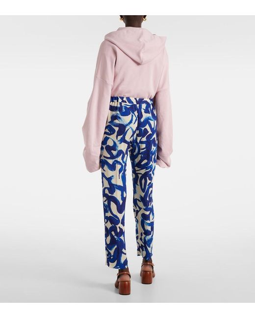 Dries Van Noten Blue Printed Slim Pants