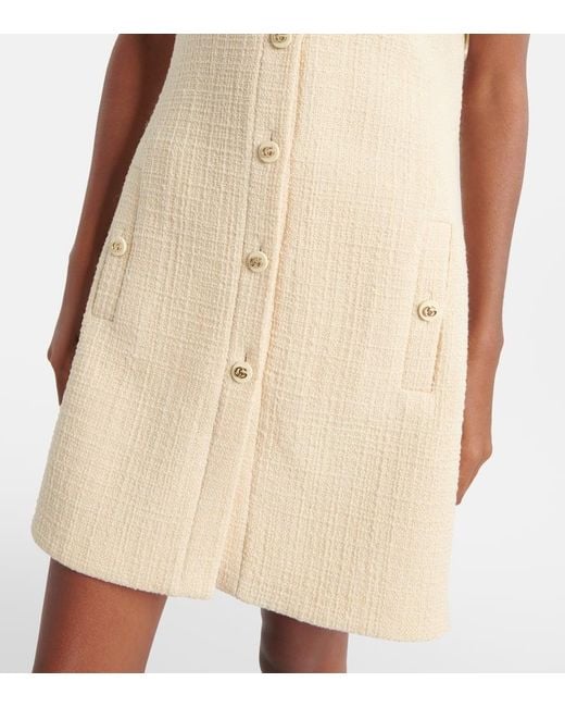 Gucci Natural Minikleid Aus Tweed Aus Einer Wollmischung