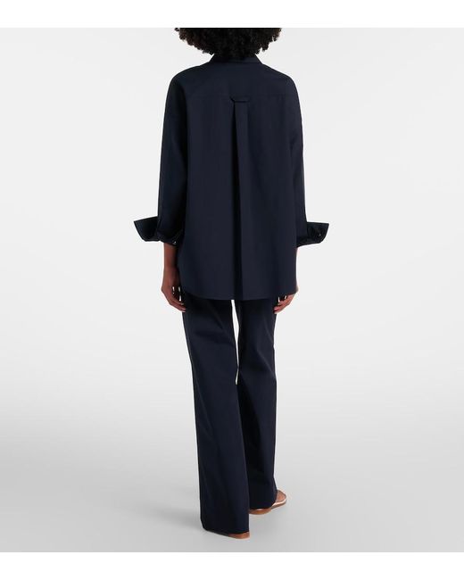 Dorothee Schumacher Blue Poplin Power Ii Cotton Poplin Wide-Leg Pants