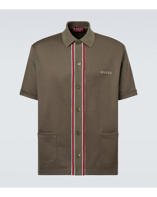 Gucci Green Cotton Piquet Polo Shirt With Embroidery, Ready-To-Wear for men