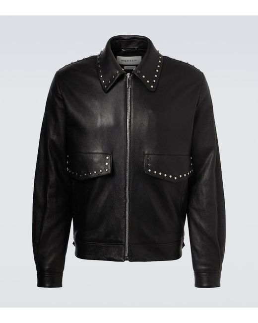 Alexander McQueen Verzierte Lederjacke in Black für Herren