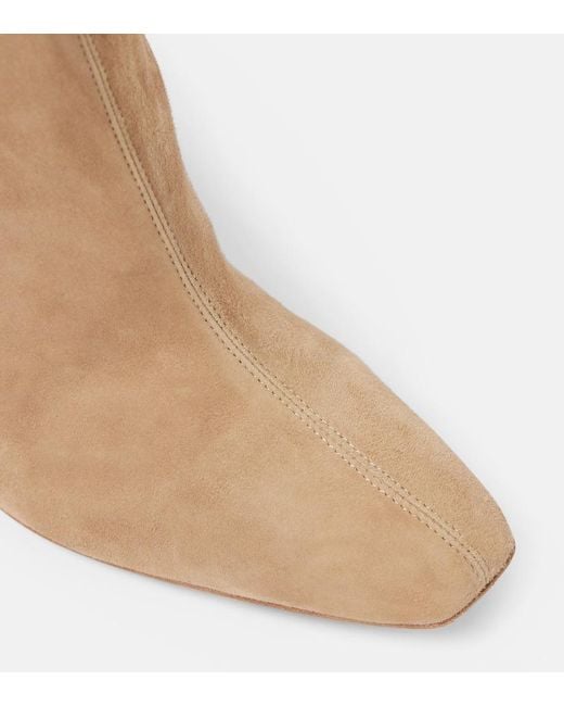 Aquazzura Natural Amore 95 Suede Ankle Boots
