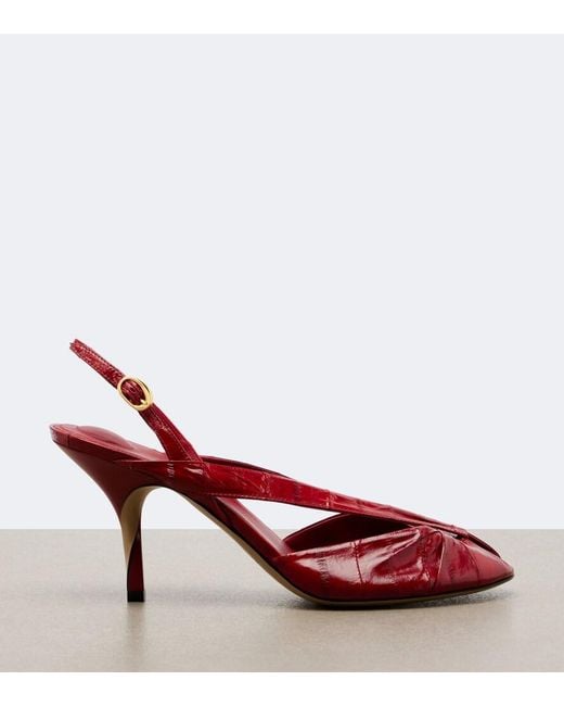 Jacquemus Red Poisson Leather Peep-Toe Pumps