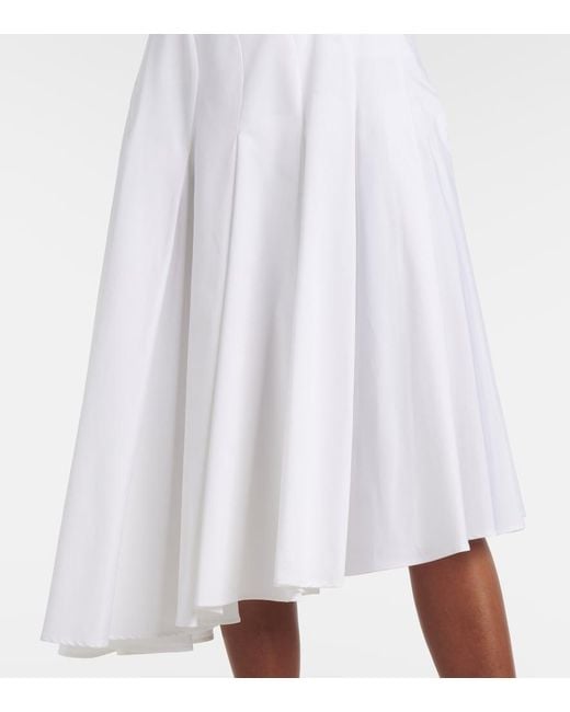 FFORME White Rio Asymmetric Cotton Midi Skirt