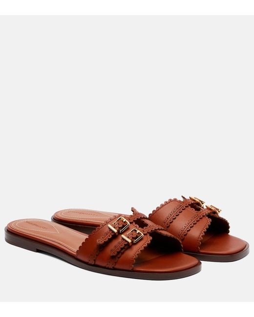 Zimmermann Brown Goldie Leather Slides