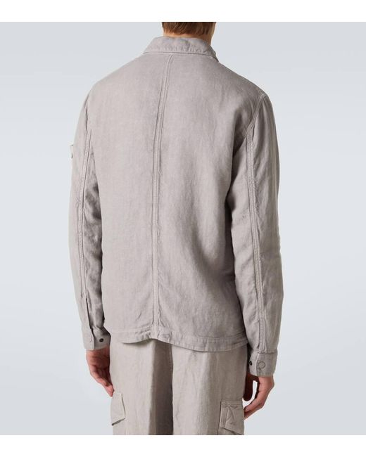 Stone Island Hemdjacke Ghost Compass Aus Leinen in Gray für Herren