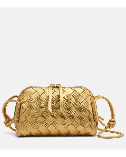 Bottega Veneta Concert Intrecciato Metallic Leather Pouch