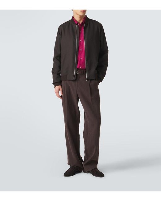 Zegna Black Linen Bomber Jacket for men