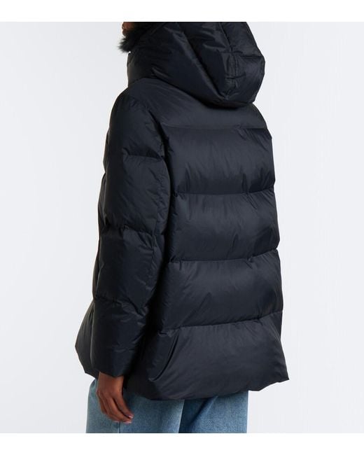 Yves Salomon Black Hooded Padded Down Jacket