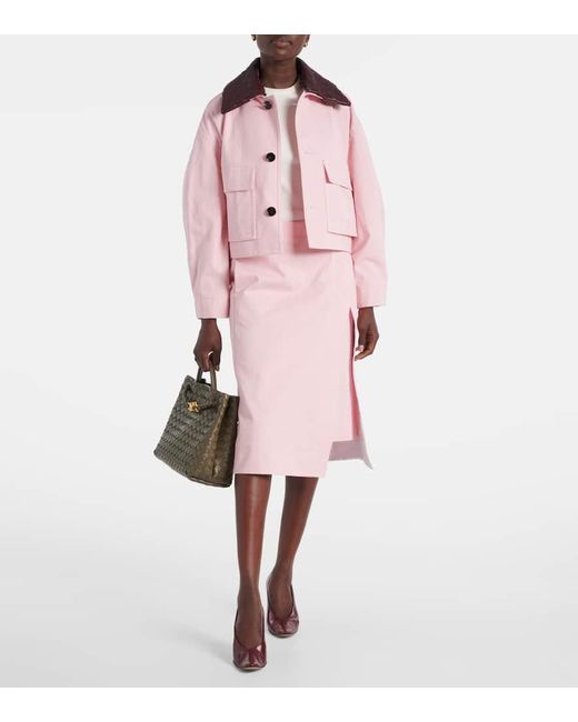 Bottega Veneta Pink Midirock Aus Baumwoll-Twill