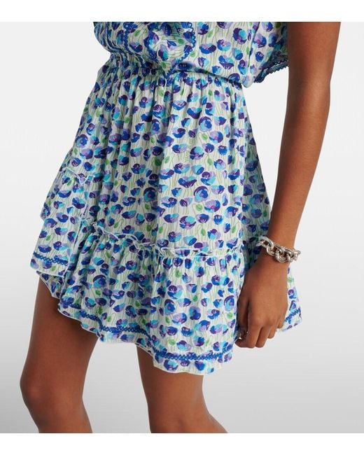 Poupette Blue Bambi Printed Ruffled Minidress