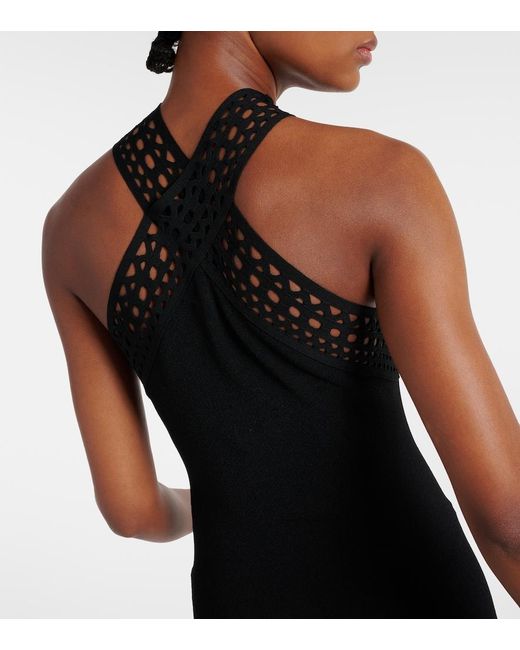 Alaïa Black Vienne Slim-Fit Knitted Maxi Dress