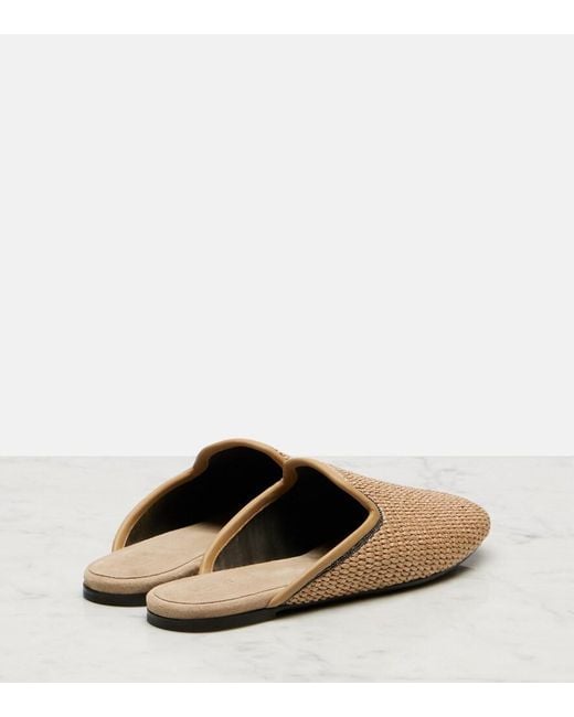 Brunello Cucinelli Natural Monili Raffia Mules