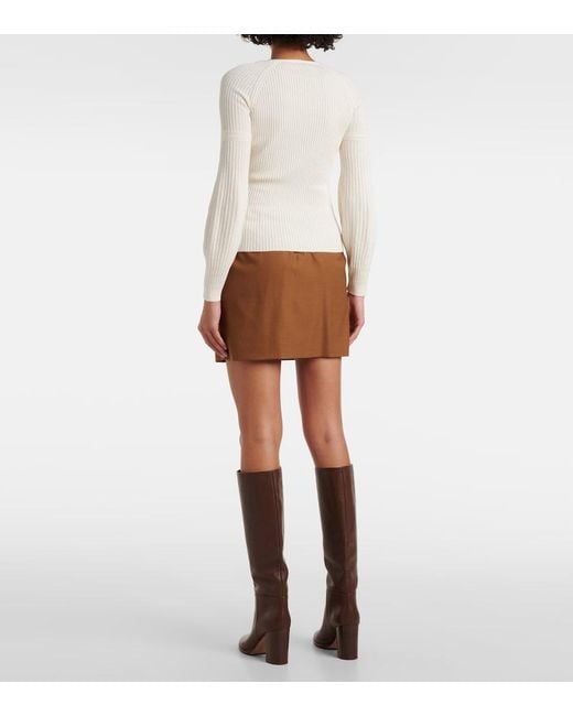 Max Mara White Gioiosa Ribbed-Knit Cotton Sweater