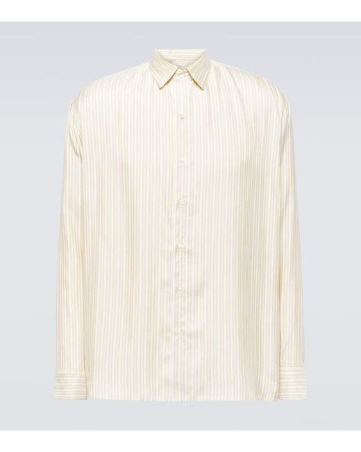 LeKasha White Songino Striped Silk Shirt for men