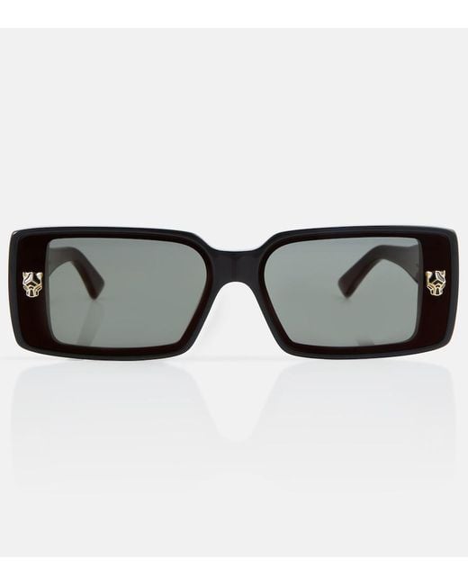 Cartier Black Embellished Square Sunglasses