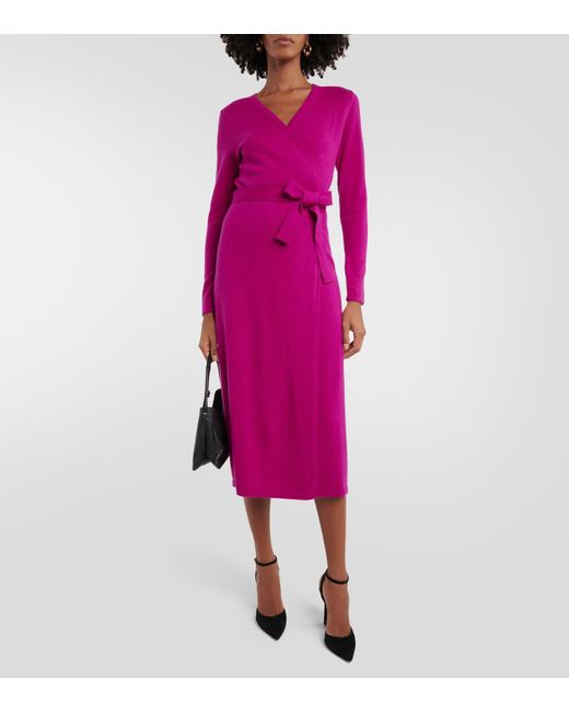 Diane von Furstenberg Astrid Wool And Cashmere Wrap Dress in Purple | Lyst