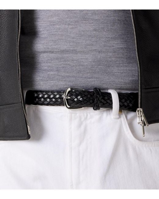 Lardini Black Braided Leather Belt for men