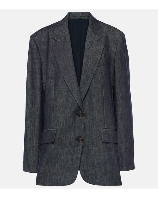 Brunello Cucinelli Black Single-Breasted Denim Blazer