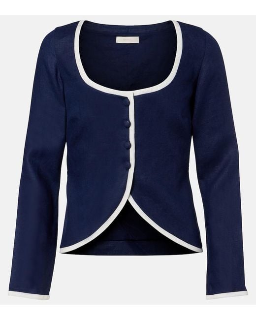 Faithfull The Brand Blue Molly Linen Blazer