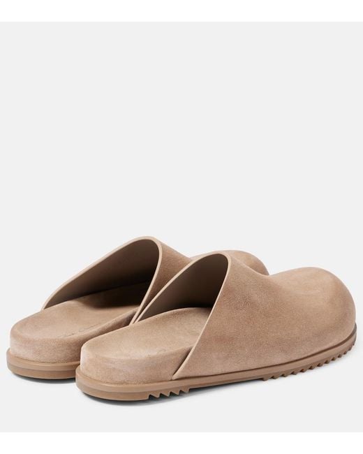 Rick Owens Natural Granola Suede Mules