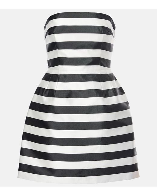Rebecca Vallance Black Irene Striped Strapless Minidress