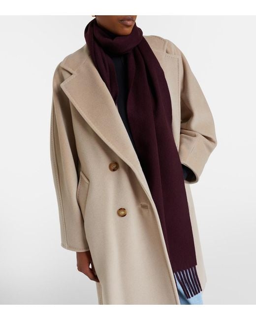 Max Mara Purple Logo Wool Scarf