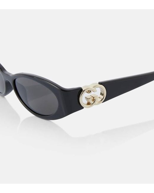 Gucci Black Interlocking G Oval Sunglasses