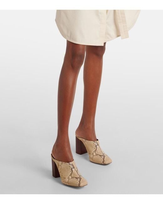 Chloé Natural Ambre Snake-Effect Leather Mules