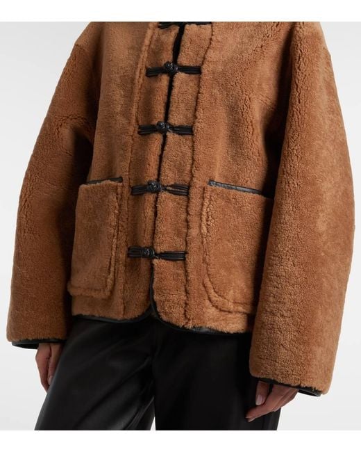Rohe Brown Leather-Trimmed Shearling Jacket