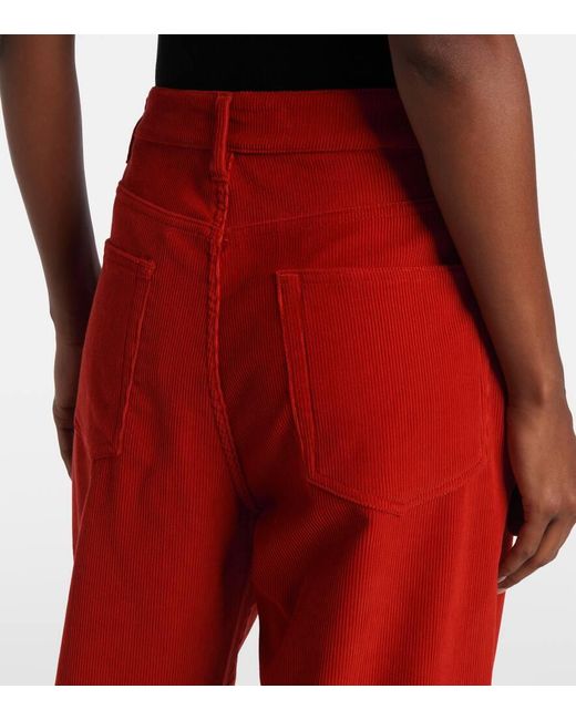 Pantalones Anchos De Pana De Algodon Rohe de color Red