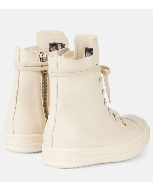 Rick Owens Natural High-Top Sneakers Aus Leder