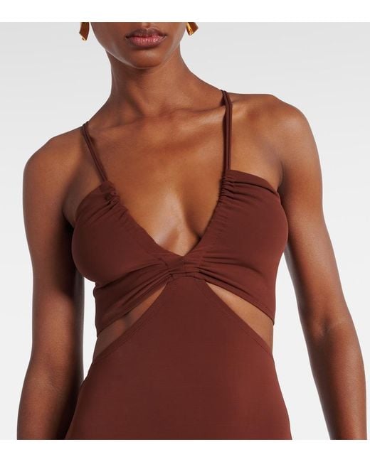 Eres Purple Saba Cutout Jersey Maxi Dress