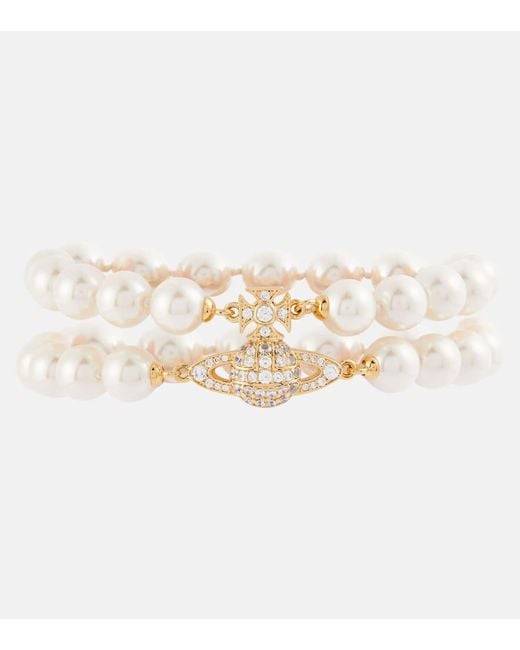 Vivienne Westwood Natural Armband Graziella Aus Zierperlen Mit Kristallen