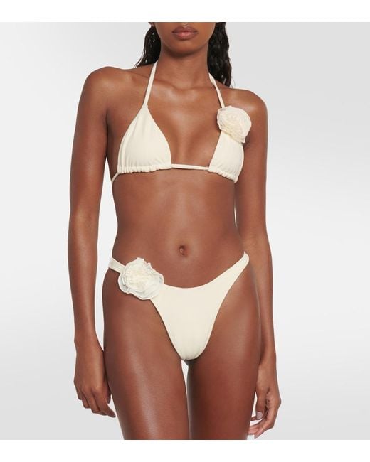 SAME Natural Applique Triangle Bikini Top