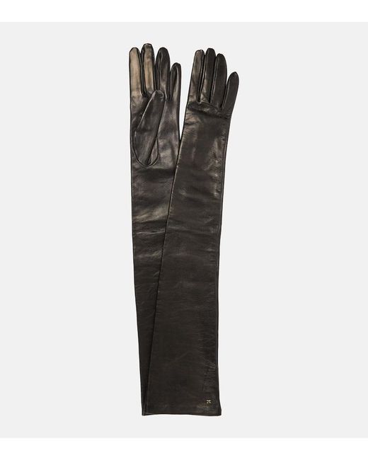 Max Mara Black Amica Long Leather Gloves