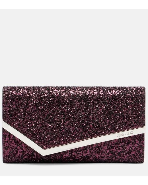 Jimmy Choo Purple Emmie Glitter Clutch
