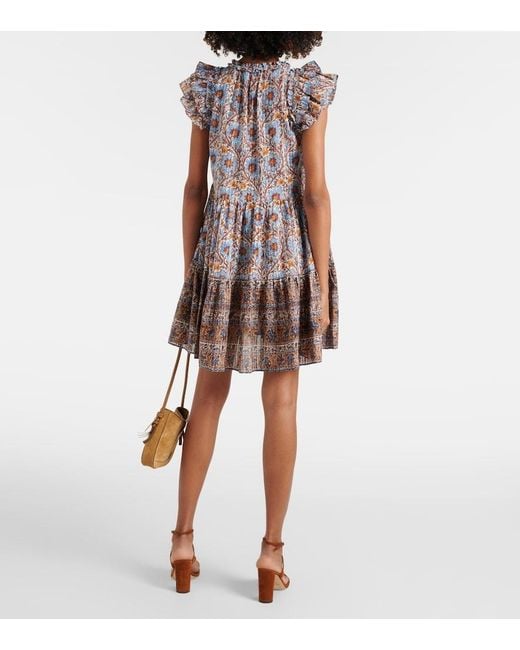 Ulla Johnson Blue Coletta Ruffled Cotton-Blend Minidress