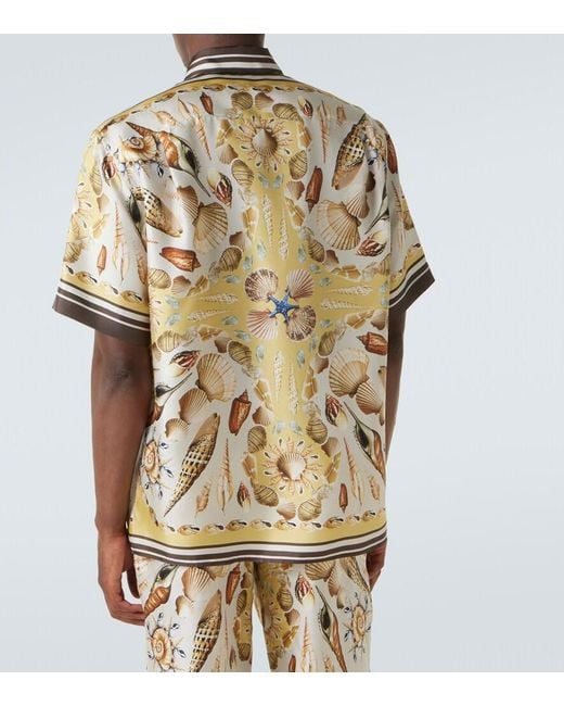 Dolce & Gabbana Natural Silk Shirt With Shell Motif for men